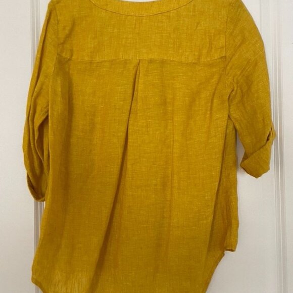 NWOT Maeve Linen Lace-Up Blouse in Mustard Yellow - Size 4 - Picture 10 of 10